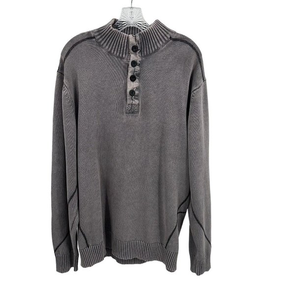 Buckle Other - Buckle BKE Athletic  Mock Neck 4 Button Front Pullover Sweater Faded Gray Sz XXL